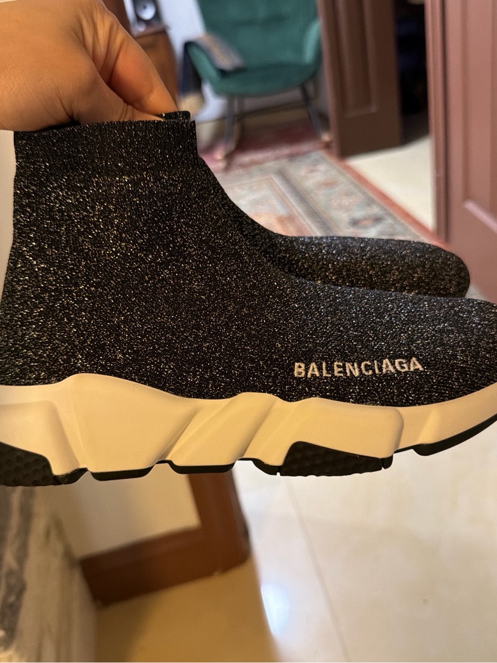 Men's Black Knit Slip-On Sock Sneakers - Casual Lightweight Design - Picture 5 of 5